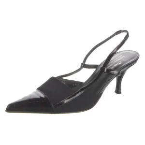 Donald J. Pliner Couture Black Slingback Leather Cap Toe Heel | size 7.5
