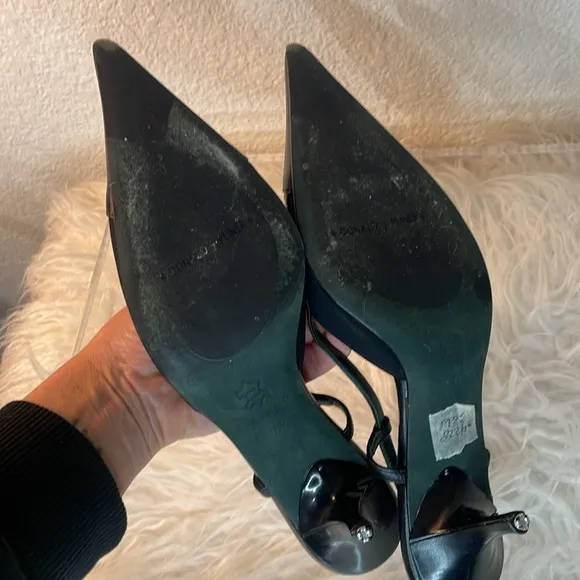 Donald J. Pliner Couture Black Slingback Leather Cap Toe Heel | size 7.5