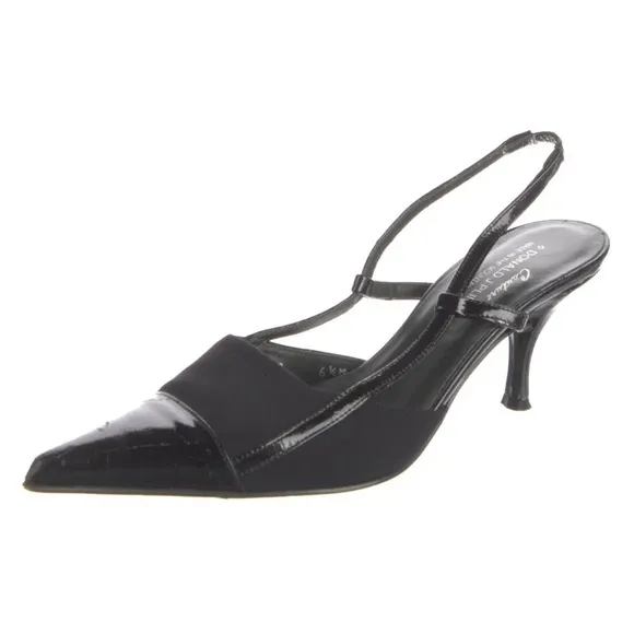 Donald J. Pliner Couture Black Slingback Leather Cap Toe Heel | size 7.5