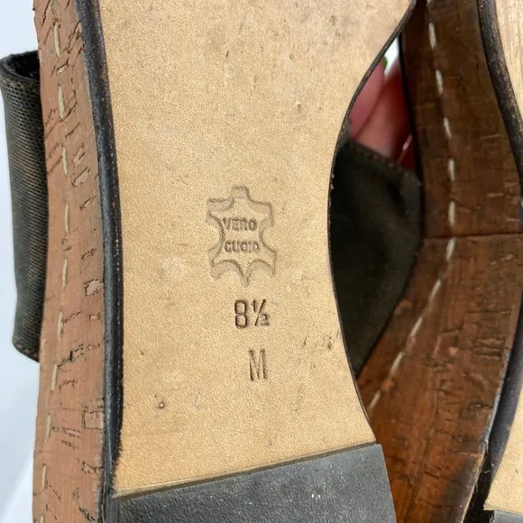 Donald J Pliner Shera Sandals Platform Wedge Metallic Brown Two Strap Cork 8.5