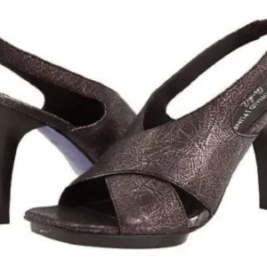 Donald J. Pliner Nola Pewter Open Toe Slingback Heel Sandals Sz 9.5