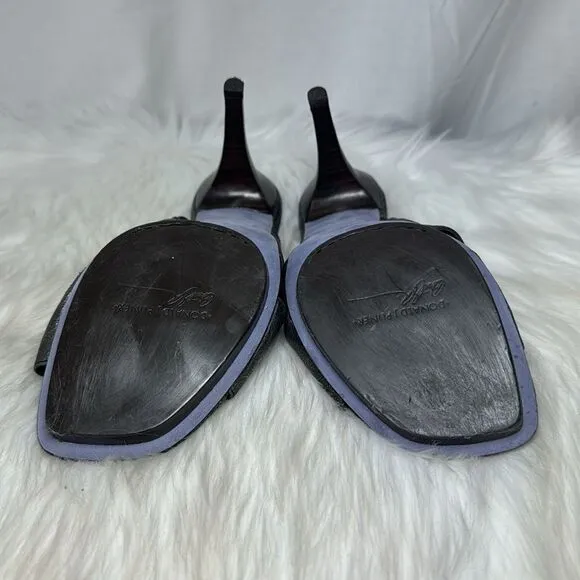 Donald J. Pliner Nola Pewter Open Toe Slingback Heel Sandals Sz 9.5