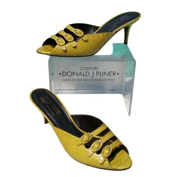 Donald Pliner Couture Kogi Gator Leather New Strap Buckles Sandals Shoe $295 NWT