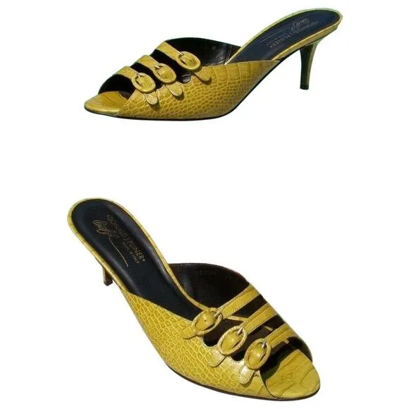 Donald Pliner Couture Kogi Gator Leather New Strap Buckles Sandals Shoe $295 NWT