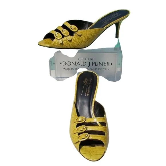 Donald Pliner Couture Kogi Gator Leather New Strap Buckles Sandals Shoe $295 NWT