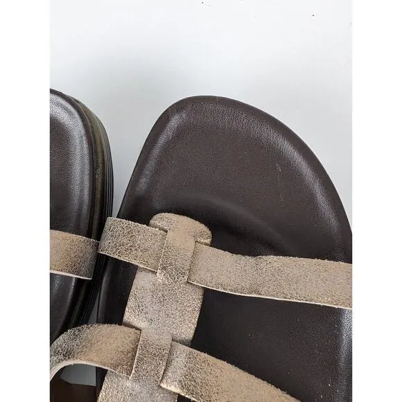 Donald Pliner Felicia Brown Gladiator Gold Wedge Open Toe Sandals 7.5 NWOB