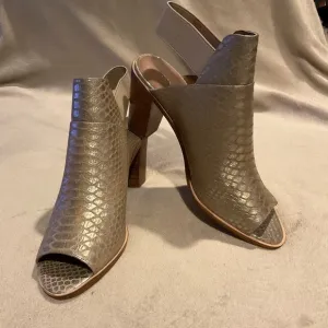 DONALD Pliner Khloe Metallic Python Snakeskin Peep Toe Sandals Booties Sz 9.5