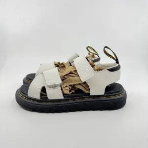 Dr Doc Martens Kids Sandals Size 1 White Open Toe Vossie J Leather