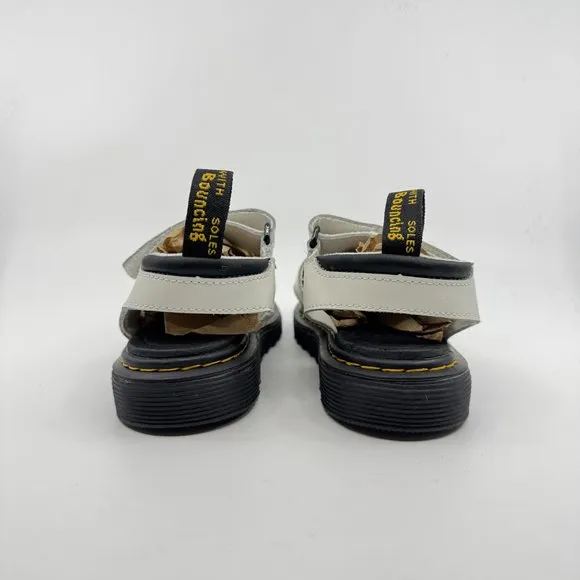 Dr Doc Martens Kids Sandals Size 1 White Open Toe Vossie J Leather