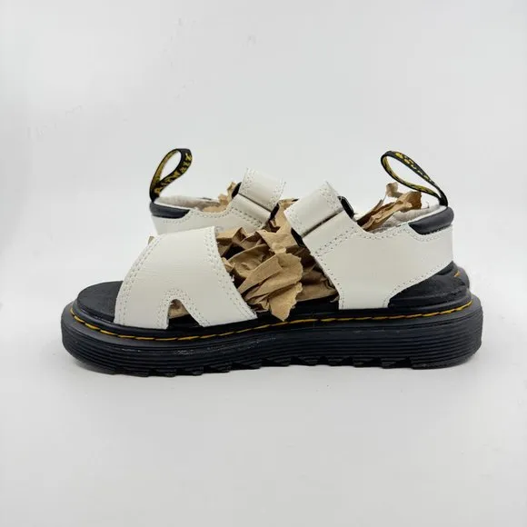 Dr Doc Martens Kids Sandals Size 1 White Open Toe Vossie J Leather
