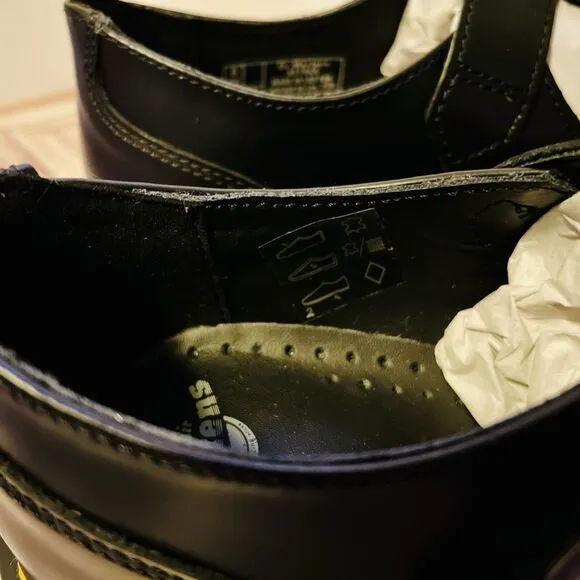 Dr. Martens Bethan Women 8 Black Platform Mary Jane Shoes T Strap Smooth Leather