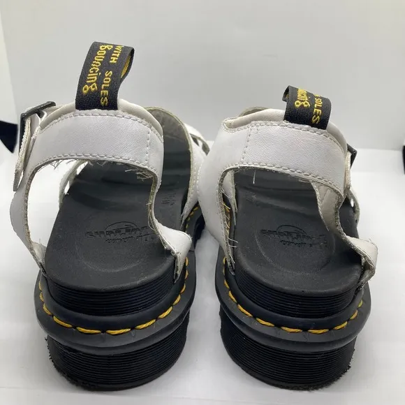 Dr. Martens Blaire Sandals Womens 7 White Leather Platform Strappy Buckle