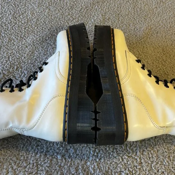 Dr. Martens Boots Womens 7M White Smooth Leather Jadon Lace Up Platform Combat