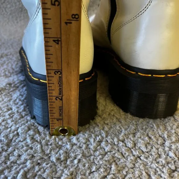 Dr. Martens Boots Womens 7M White Smooth Leather Jadon Lace Up Platform Combat