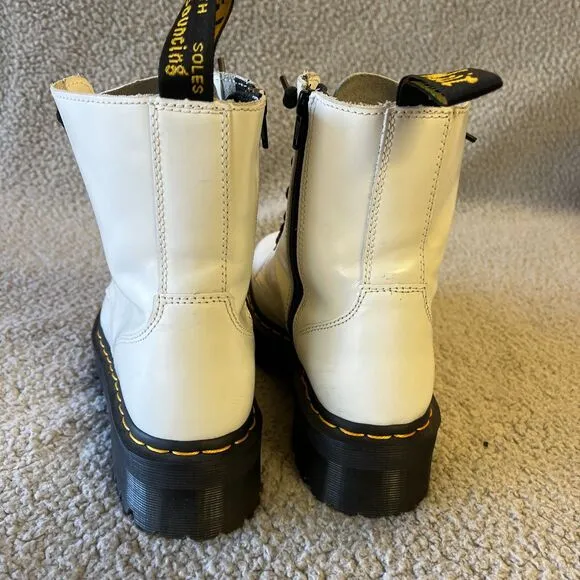 Dr. Martens Boots Womens 7M White Smooth Leather Jadon Lace Up Platform Combat