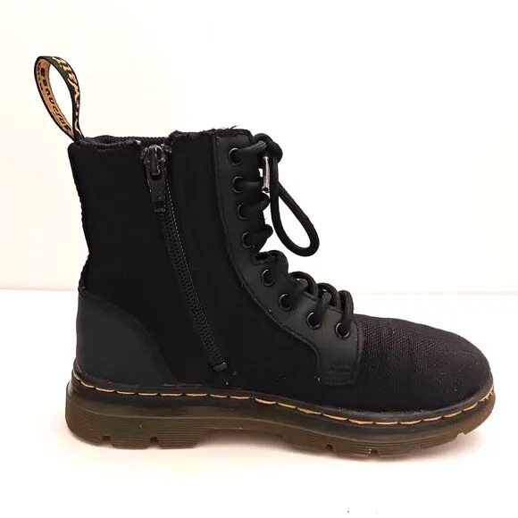Dr Martens Combs Air Wair Combat Boot Blk Tough Poly Kids US 13 Lace Up Side Zip