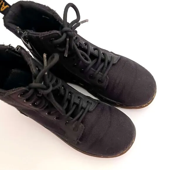 Dr Martens Combs Air Wair Combat Boot Blk Tough Poly Kids US 13 Lace Up Side Zip