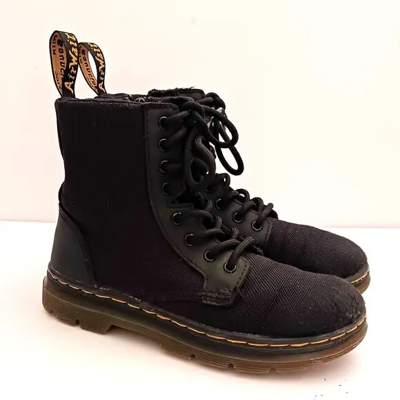 Dr Martens Combs Air Wair Combat Boot Blk Tough Poly Kids US 13 Lace Up Side Zip
