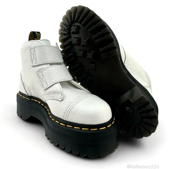 Dr. Martens Devon Flower Leather Platform Boots, Women’s US 5.