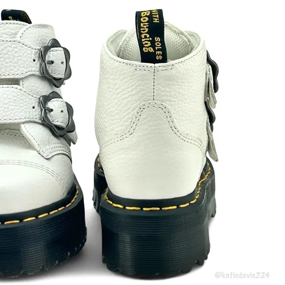 Dr. Martens Devon Flower Leather Platform Boots, Women’s US 5.