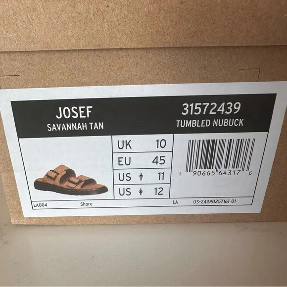Dr. Martens JOSEF NUBUCK LEATHER BUCKLE SLIDE SANDALS Size: 11