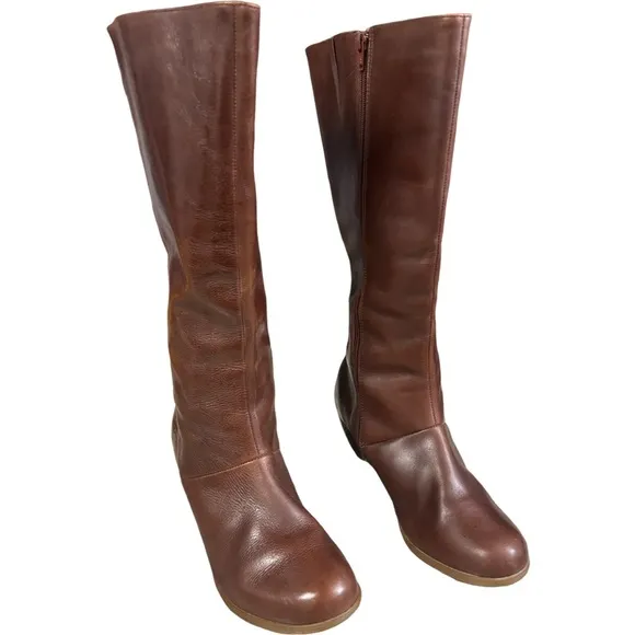 DR. MARTENS VANNA BROWN LEATHER KNEE HIGH ZIP BOOTS WOMENS 9 UK  7 DOCS SHOES