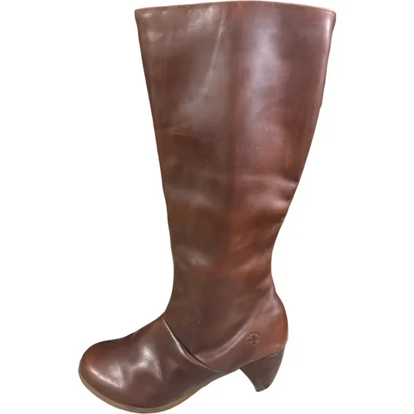 DR. MARTENS VANNA BROWN LEATHER KNEE HIGH ZIP BOOTS WOMENS 9 UK  7 DOCS SHOES