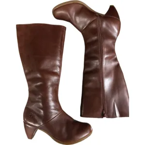DR. MARTENS VANNA BROWN LEATHER KNEE HIGH ZIP BOOTS WOMENS 9 UK  7 DOCS SHOES