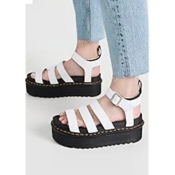 Dr. Martens Women's Blaire Quad Fisherman Sandal, White Hydro, Size 8 Authentic