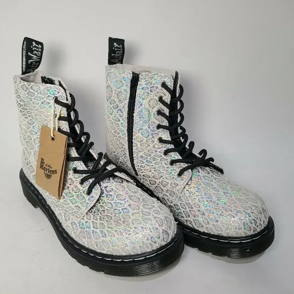 Dr Martens Women’s  Girls Boots 1460 Pascal Snake Metallic zipper sz  US 5 new