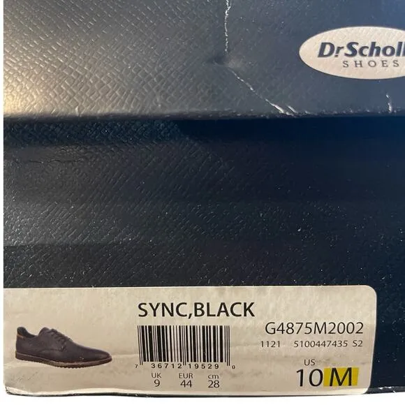 Dr. Scholl's Men's Black Faux Leather Lace Up Sync Oxford Comfort Shoe 10 NEW