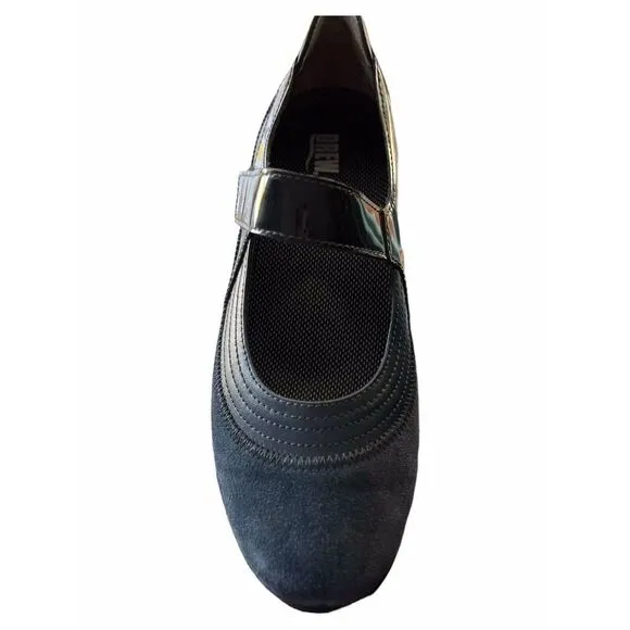 Drew Navy Blue Genoa Mary Jane Wedge Suede Shoe Orthotic Size 9 N Adjustable