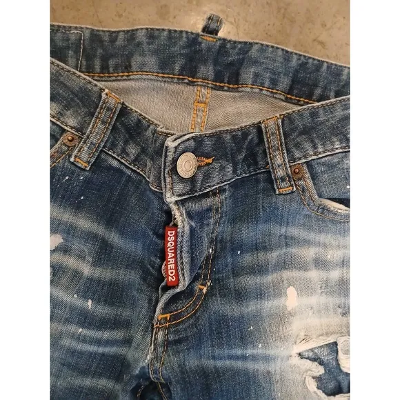 DSQUARED2 Made in Italy Paint Splatter Effect Skinny Jeans US 30 x 27