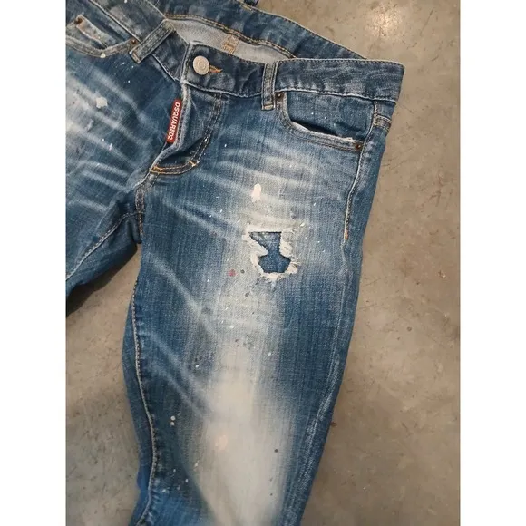 DSQUARED2 Made in Italy Paint Splatter Effect Skinny Jeans US 30 x 27