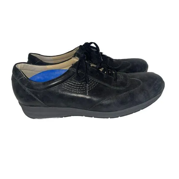 Durea Black leather therapeutic fashion comfort lace up oxfords womens US 8.5