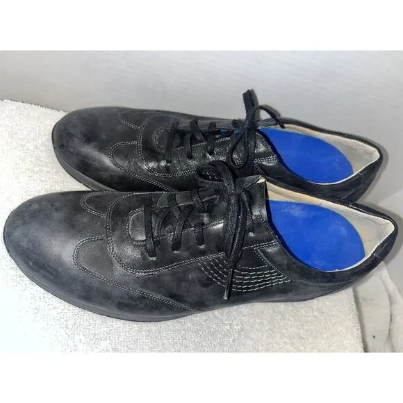 Durea Black leather therapeutic fashion comfort lace up oxfords womens US 8.5