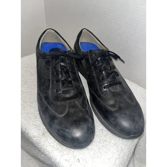 Durea Black leather therapeutic fashion comfort lace up oxfords womens US 8.5