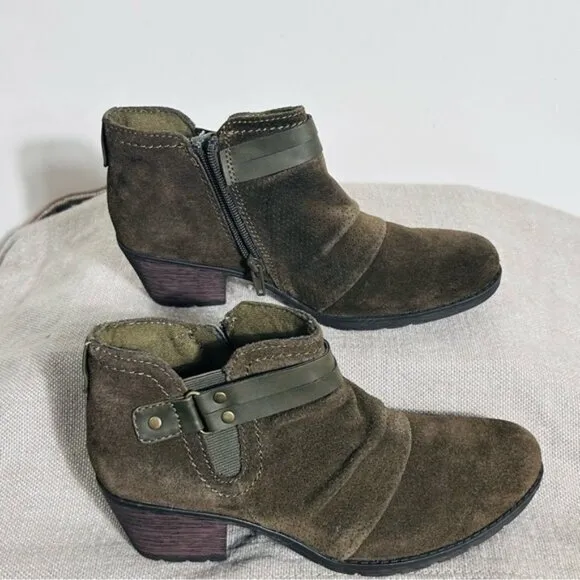 Earth Origins Odel NWOT Olive Green Suede Ankle Boots-Size 7.5
