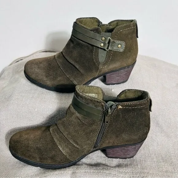 Earth Origins Odel NWOT Olive Green Suede Ankle Boots-Size 7.5