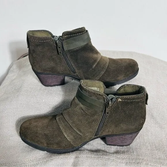 Earth Origins Odel NWOT Olive Green Suede Ankle Boots-Size 7.5