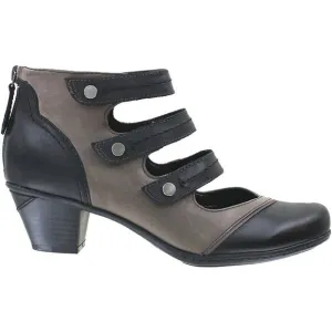 Earth Serano Black Gray Strappy Ankle Booties 2&quot; Heel Leather Size 9 Sandal