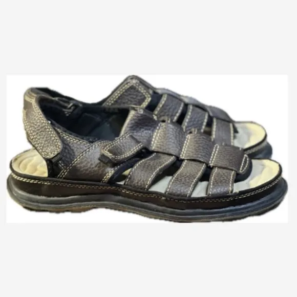 Earth Shoe Leather Sandal Men’s Size 9.5 Fisherman Brown Open Toe Adjustable
