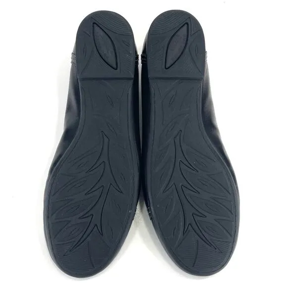 EARTH VISTA NOVA BLACK PERFORATED LEATHER BREATHABLE BALLET FLAT SHOES