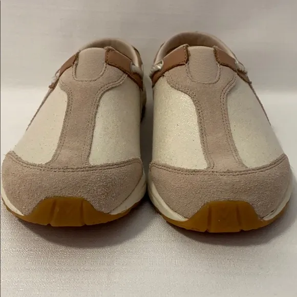 Easy Spirit Beige Fabric Leather Slides Mules 8