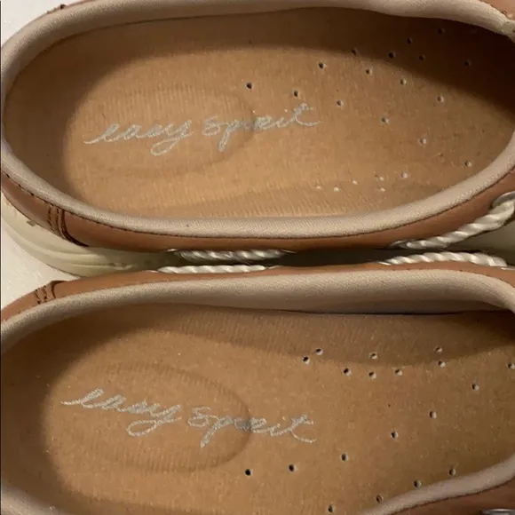 Easy Spirit Beige Fabric Leather Slides Mules 8