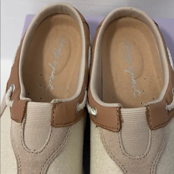 Easy Spirit Beige Fabric Leather Slides Mules 8