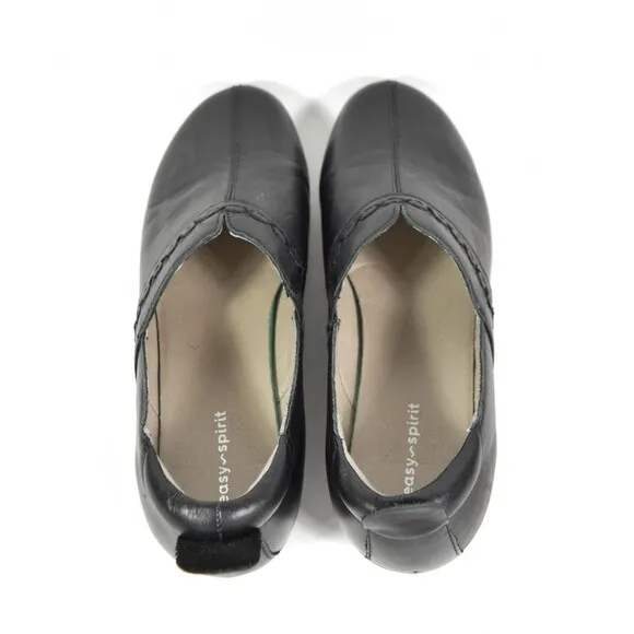Easy Spirit Delores Black Leather Slip On Platform Loafers Shoes Sz 7.5M