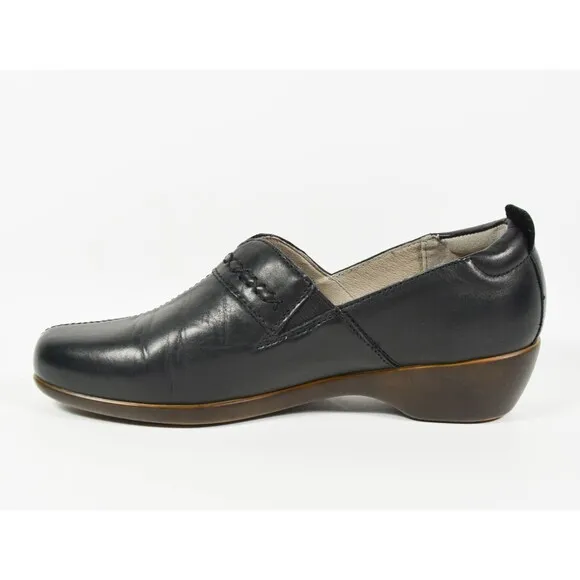 Easy Spirit Delores Black Leather Slip On Platform Loafers Shoes Sz 7.5M