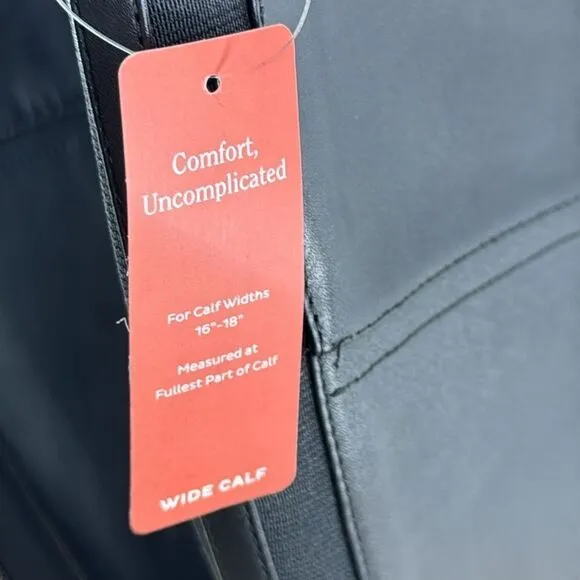 Easy Spirit Leigh Wide Calf Riding Boots- Black Leather- Size 7 M- NIB