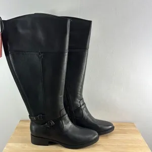 Easy Spirit Leigh Wide Calf Riding Boots- Black Leather- Size 7 M- NIB